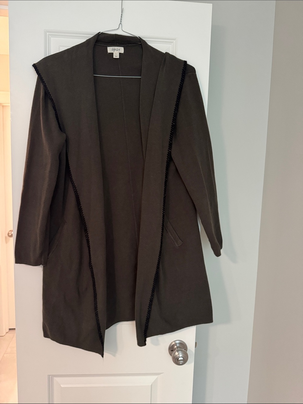 Open-Front Olive Green Women's Cardigan